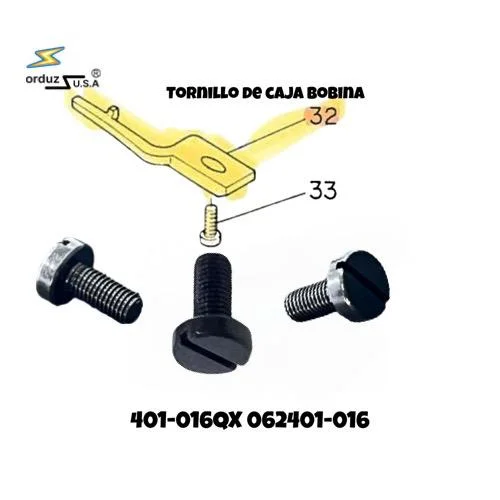 Bobbin case retaining screw for industrial flat bed sewing machine.